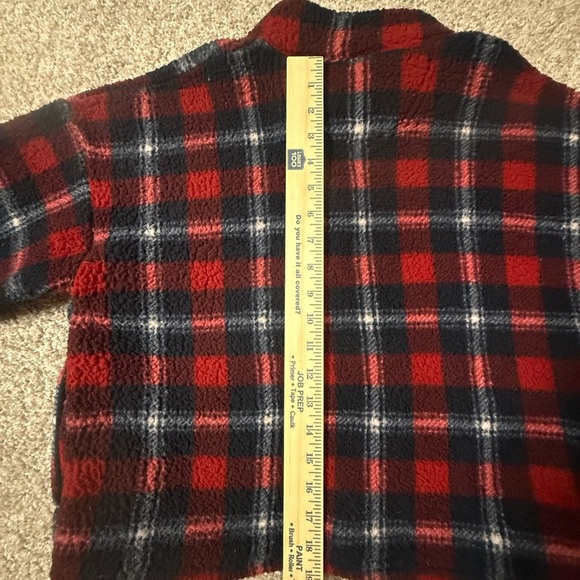 American Eagle Red & Navy Crop Plaid Quarter Zip-Up Fleece Pullover Thick Small - Picture 5 of 6